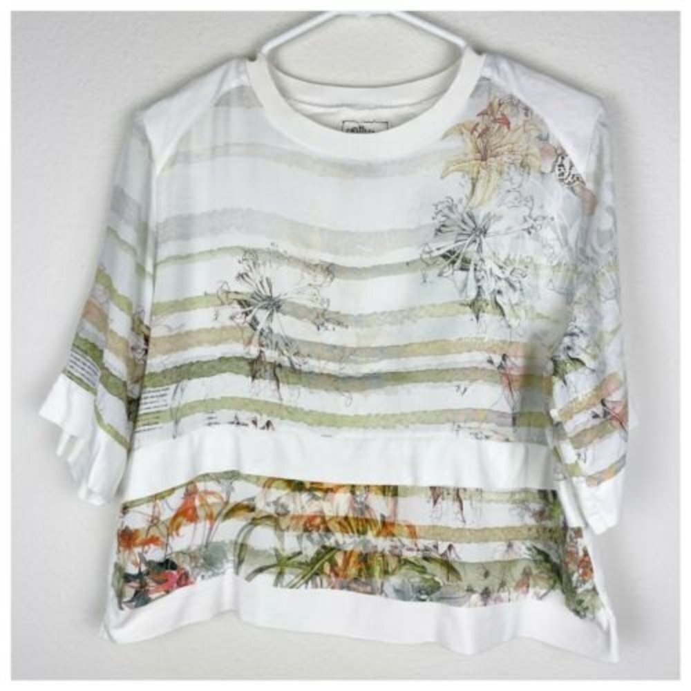 Aldomartins Cap Juluca Short Sleeve‎ Pastel Floral Blouse Size 6​​​​​​
